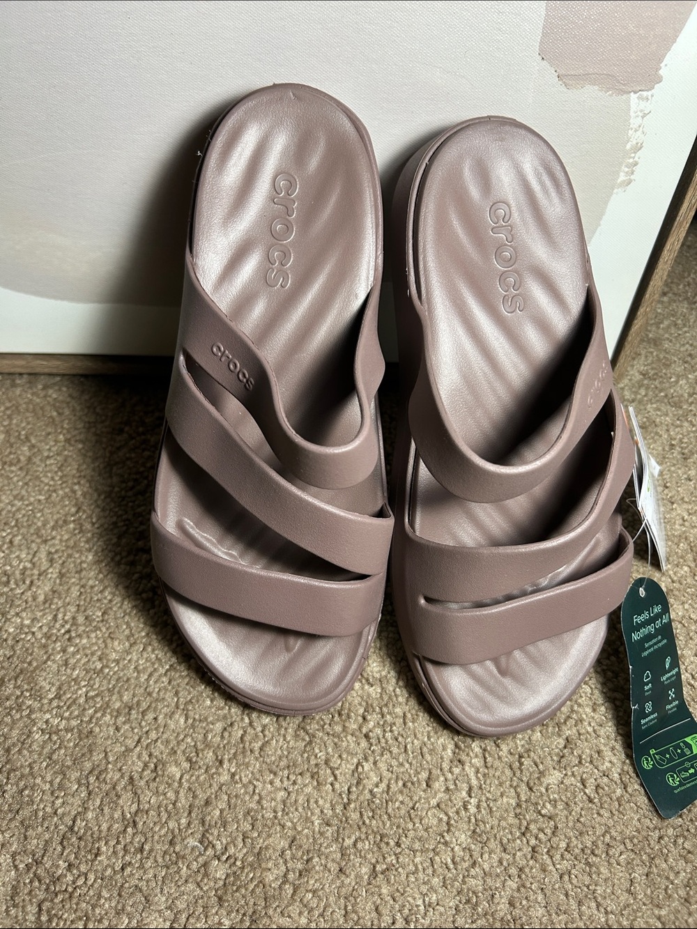 CROCS Women’s Mauve Brown Strappy Slide Sandals